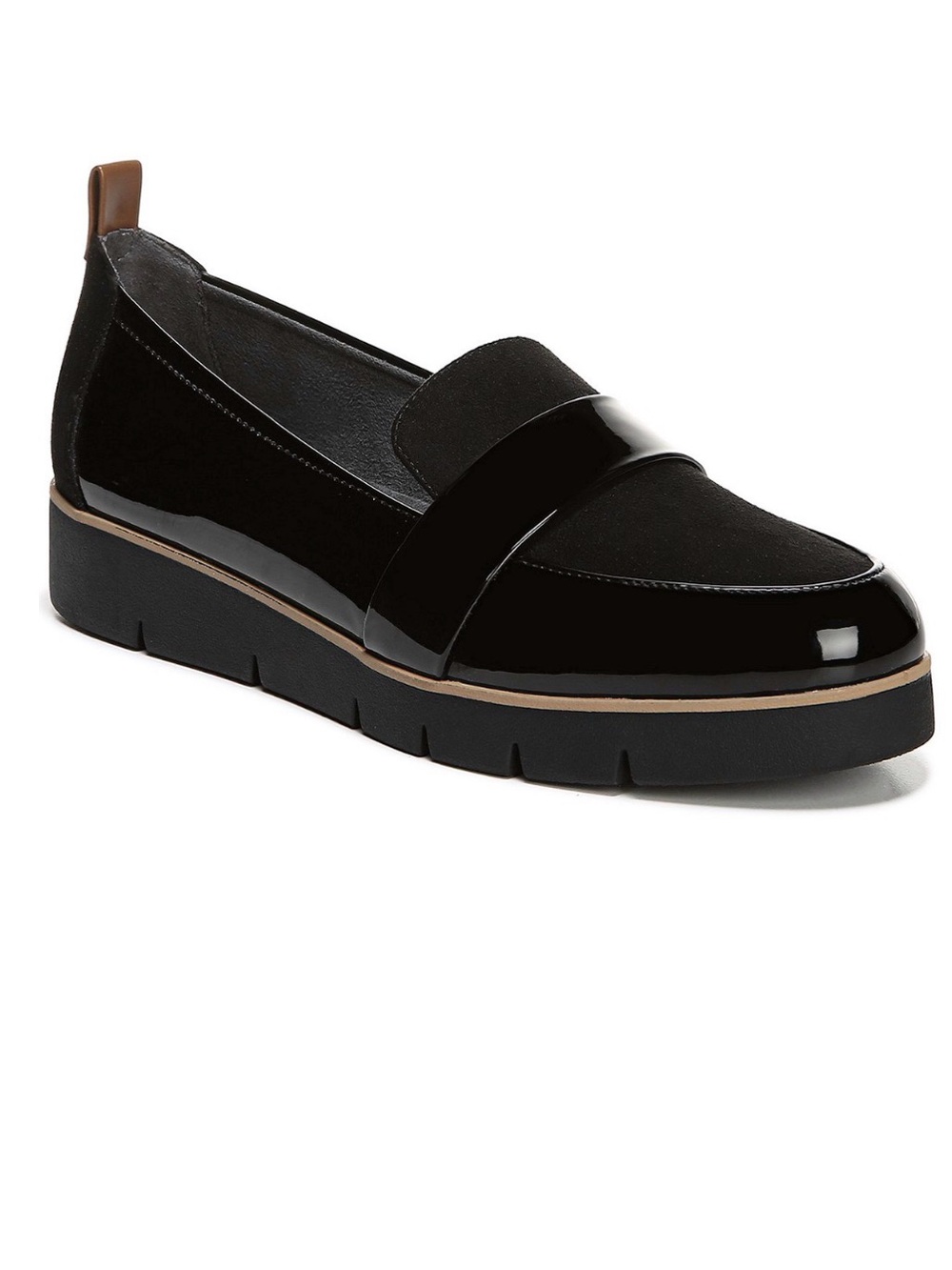 Dr. Scholl's Black Patent & Suede Platform Loafer